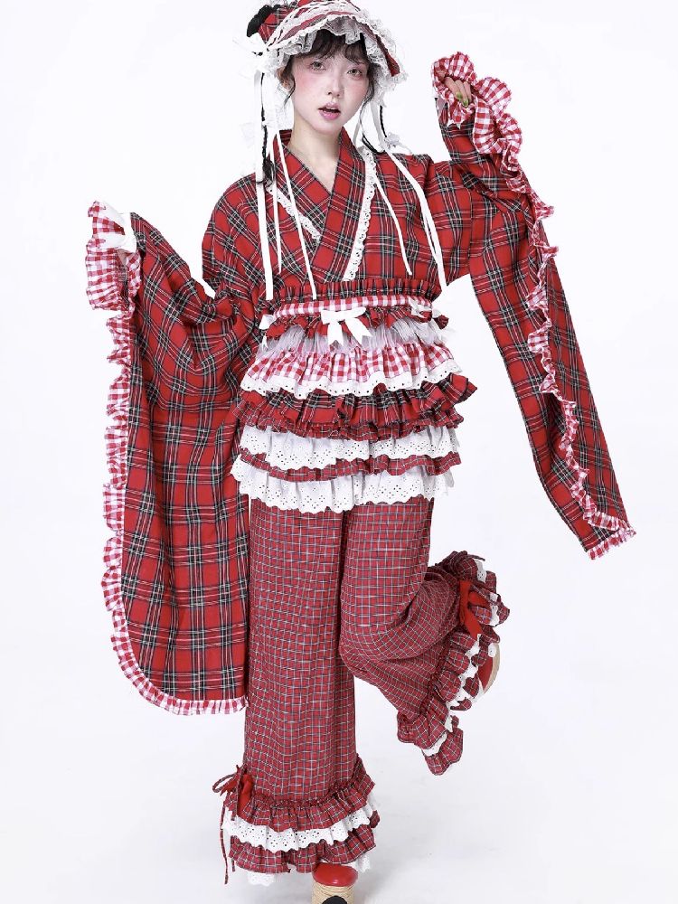 Retro Red Plaid Trousers【s0000012192】