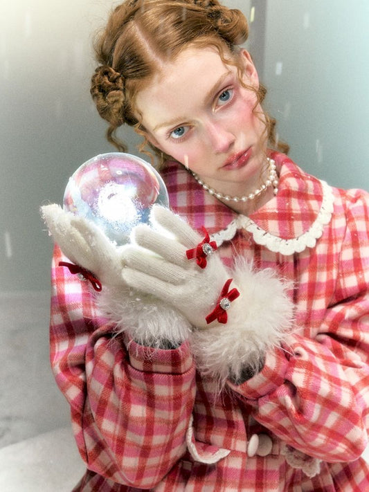 Knit Rabbit Fur Warm Split Finger Gloves【s0000006040】