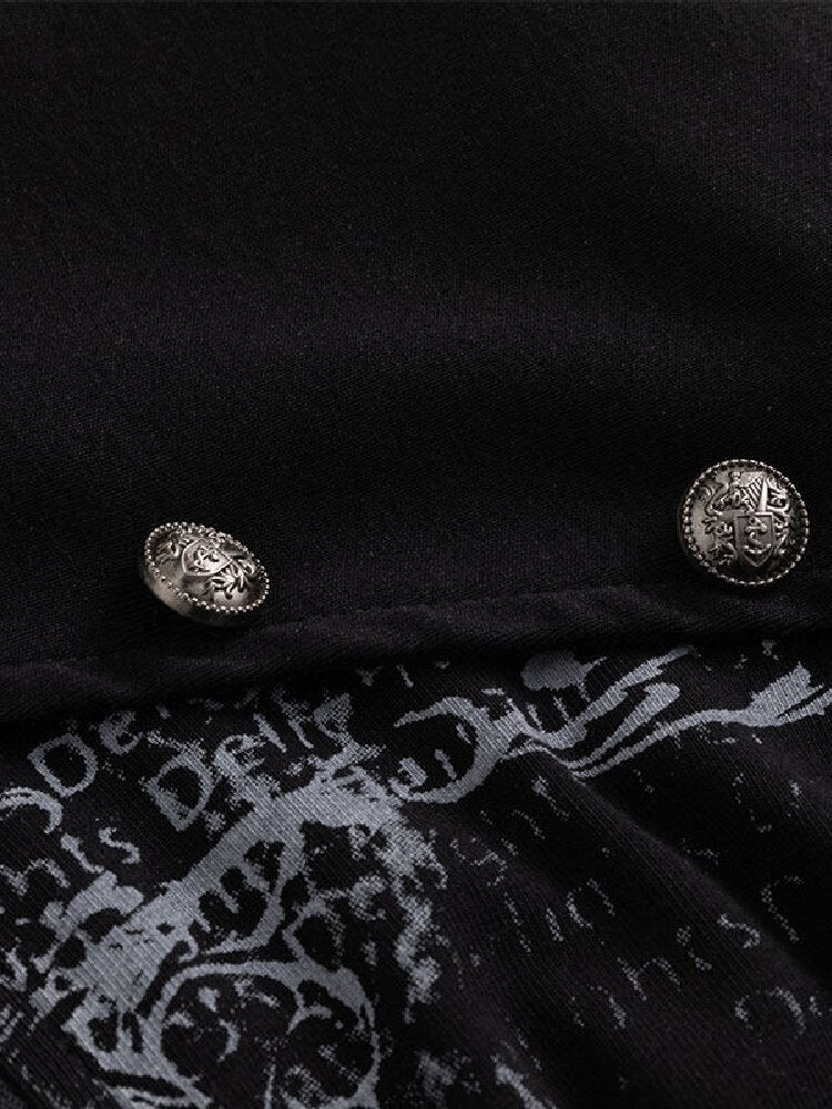 Ancient Sword Print Zip-Up Top【s0000017491】