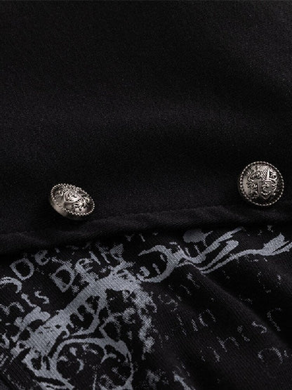 Ancient Sword Print Zip-Up Top【s0000017491】