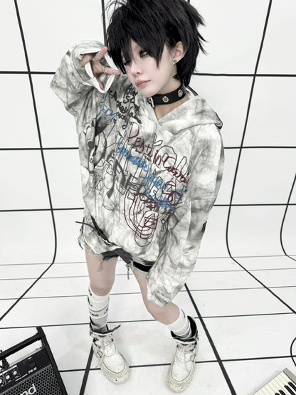 White Graffiti Hoodie【s0000011688】