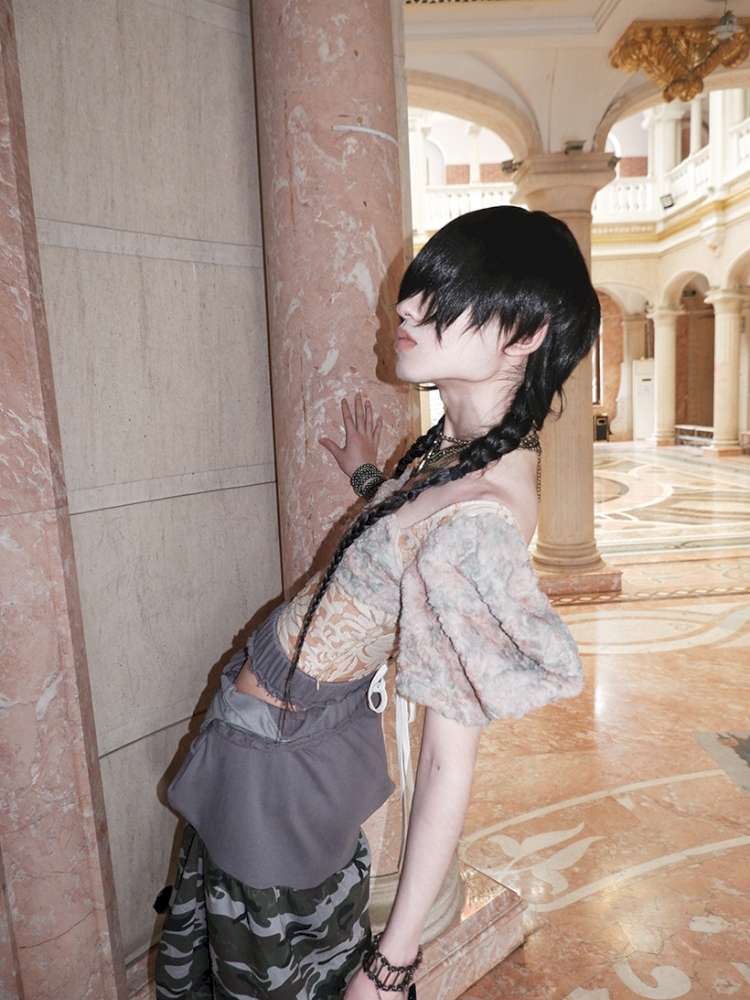 Patchwork Sheer Bud Strap Court Top【s0000015145】