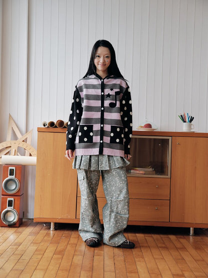 Purple Jacquard Hooded Sweater Top【s0000018708】