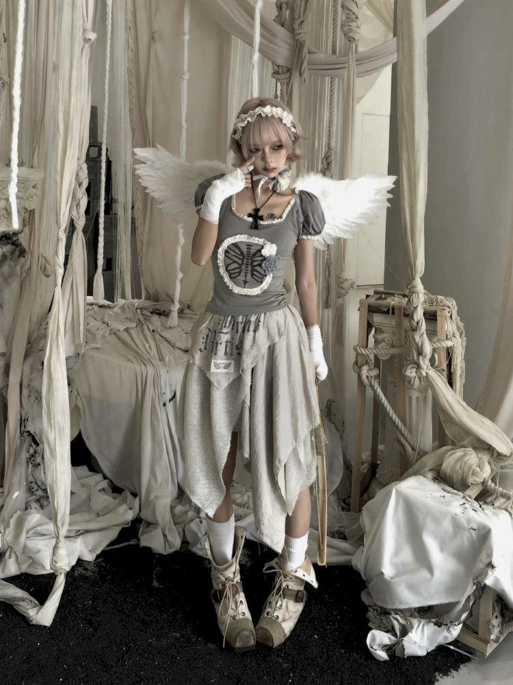 Bubble Sleeve Short Sleeve T-Shirt【s0000013525】