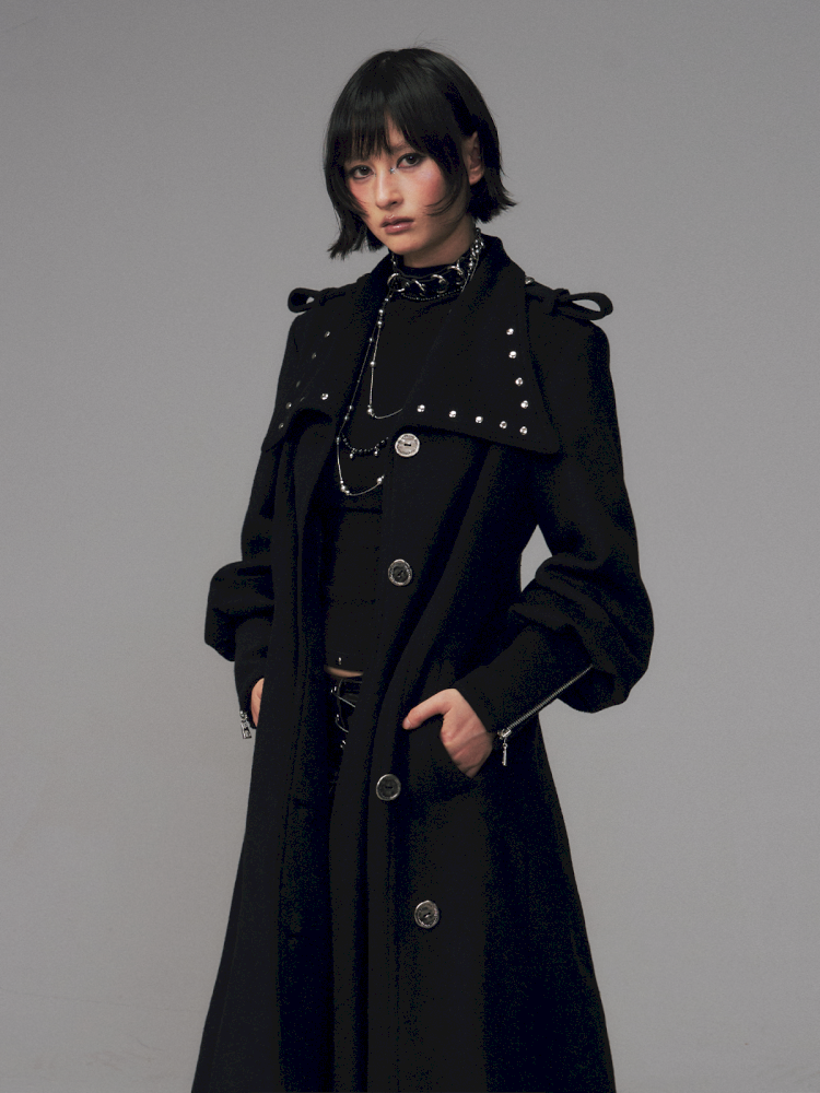 Dark A-Line Temperament Wool Coat【s0000014707】
