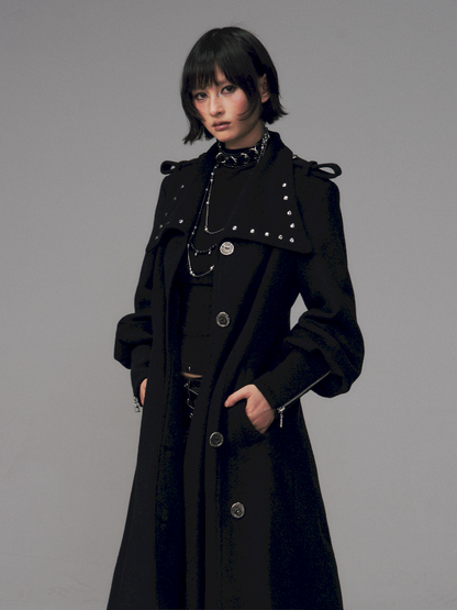 Dark A-Line Temperament Wool Coat【s0000014707】