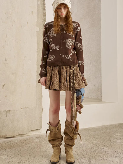 Jacquard Lightweight Long-Sleeve Soft-Fit Knit Cardigan【s0000014064】