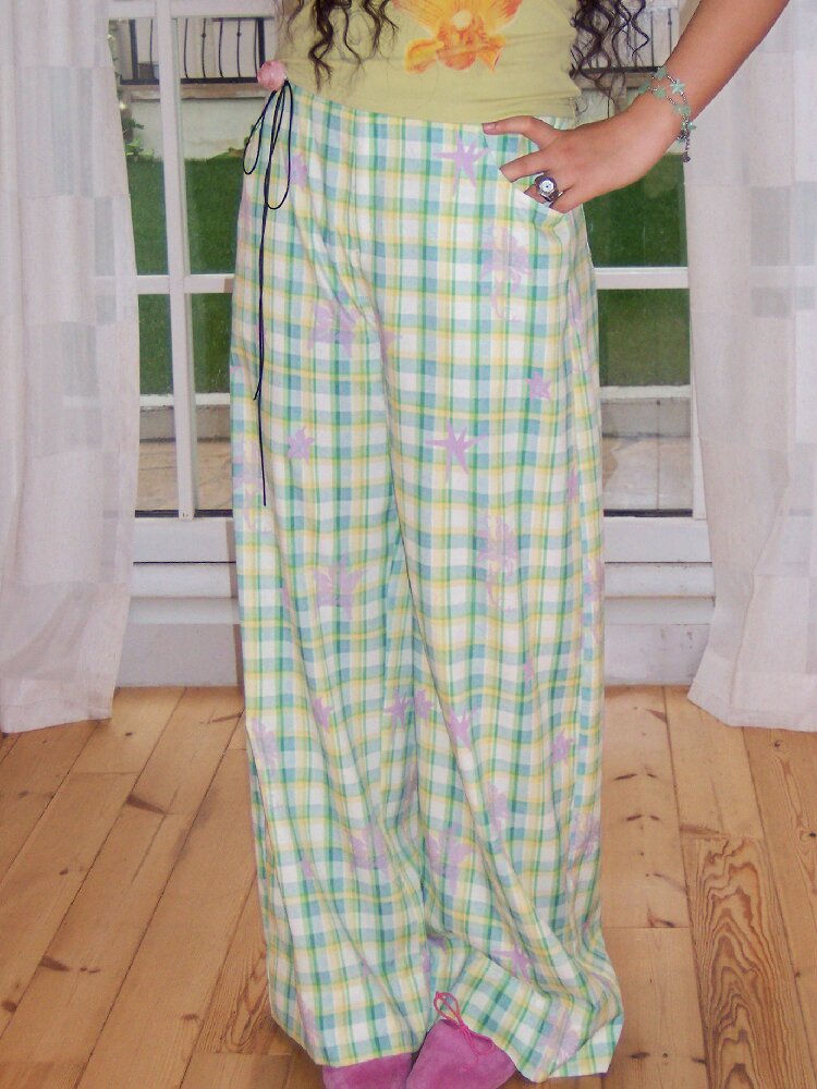 Plaid Print Loose Straight Pants【s0000016660】