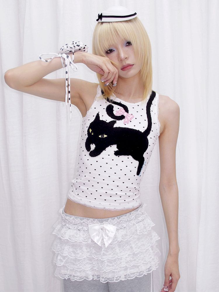 Polka Dot Print Tank Top【s0000013878】