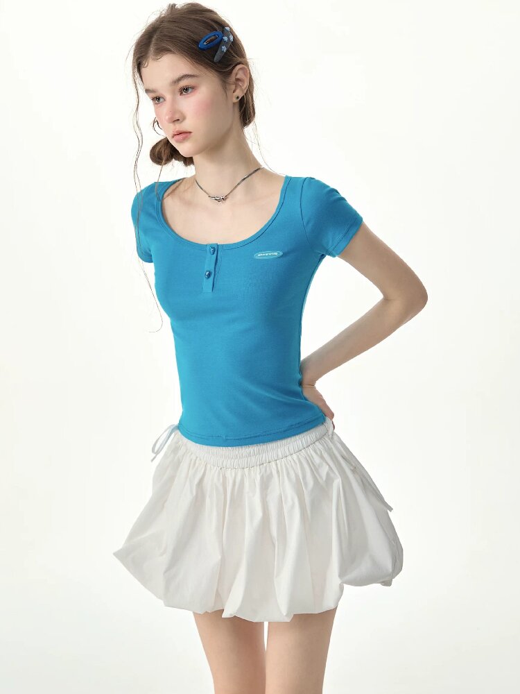 Blues Sweetheart U Neck Short T Shirt【s0000017258】