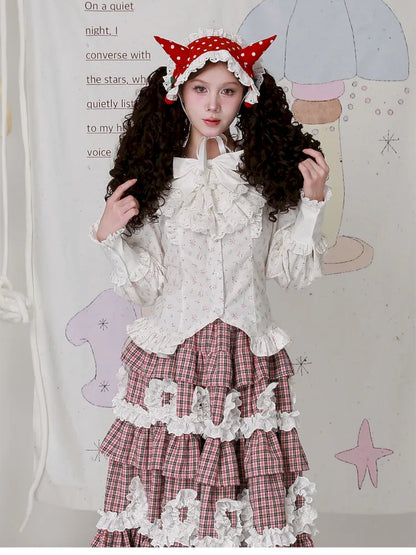 Lolita White Long-Sleeve Floral Blouse【s0000014101】