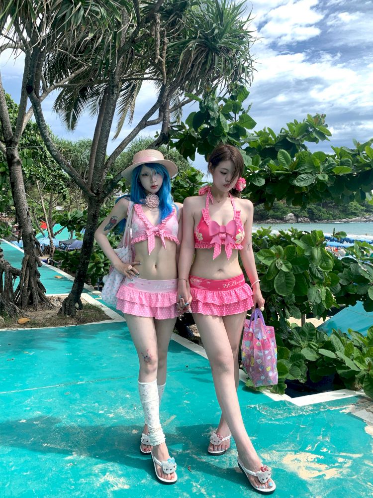 Fuchsia Flower Split Swimsuit【s0000012660】