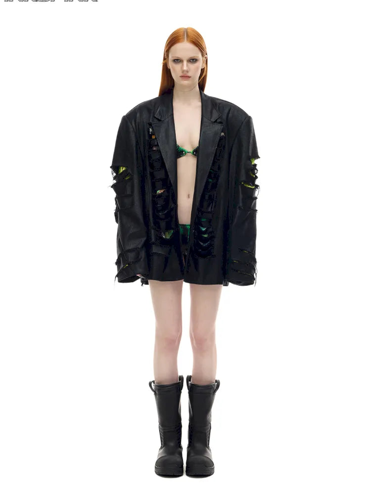 Oversized Silhouette Leather Blazer【s0000014003】
