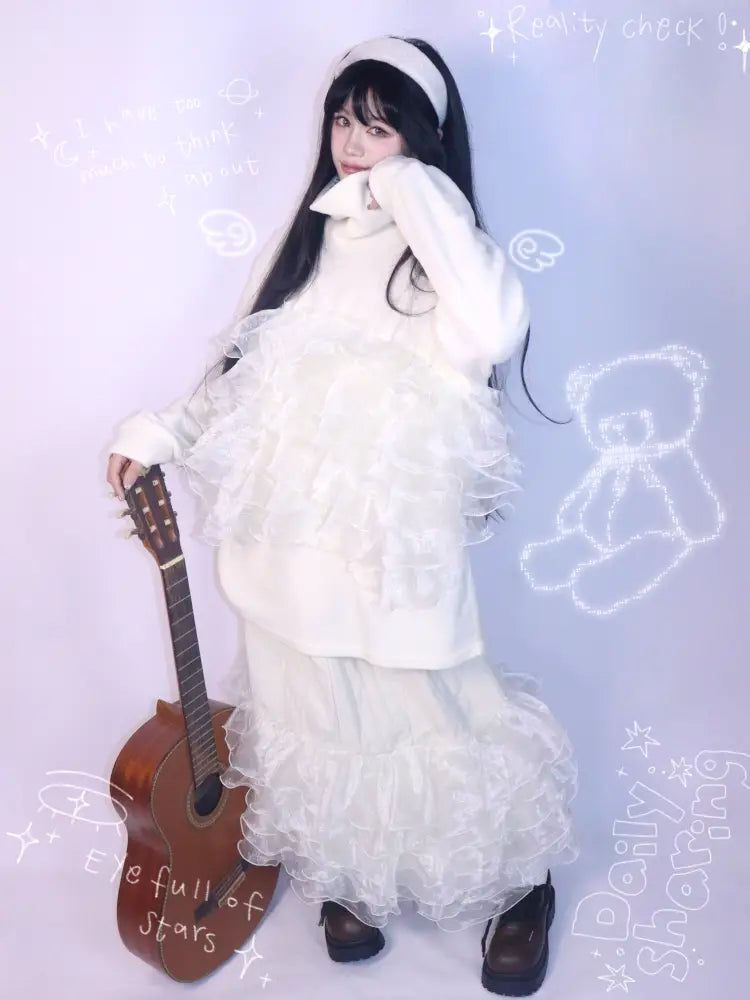 Granulated Sweatshirt with Lace Trim【s0000014345】