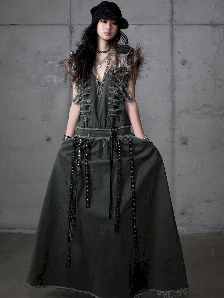 Workwear Vest-Style Maxi Dress【s0000013941】