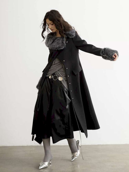 Diagonal Collar Waist Woolen Coat【s0000015197】