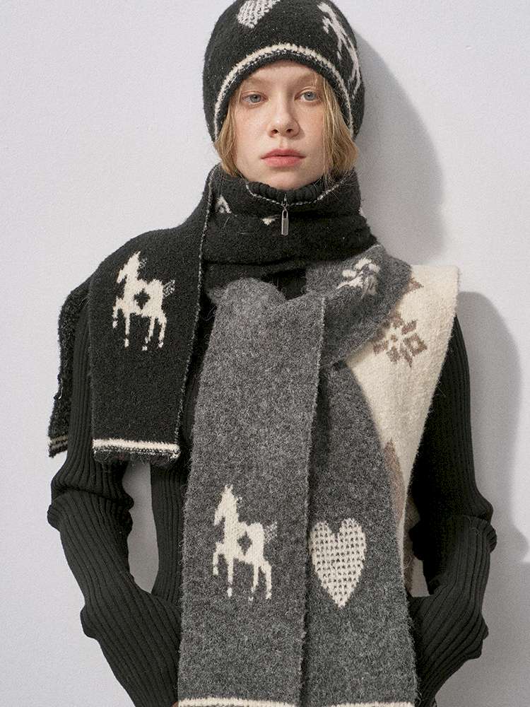 Love Pony Knitted Plush Hat Scarf【s0000015217】