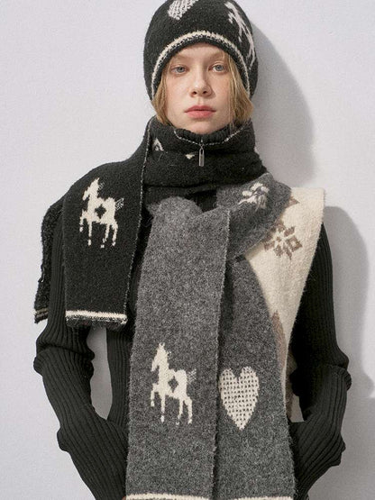 Love Pony Knitted Plush Hat Scarf【s0000015217】
