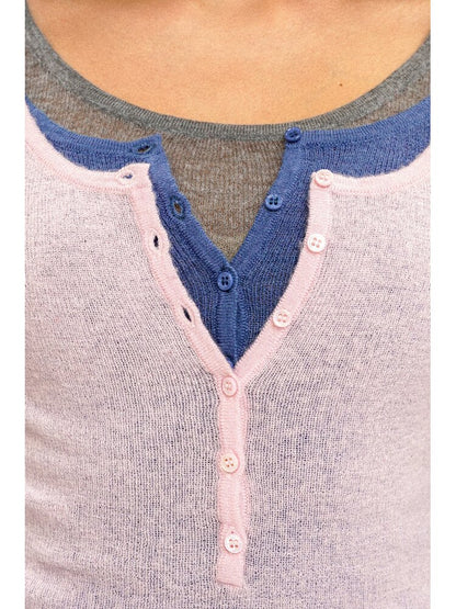 Lightweight U-neck Contrast Sweater【s0000016096】