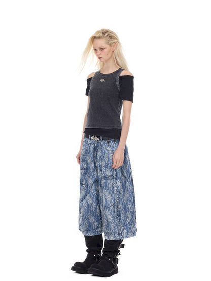 Genderless denim 8-inch shorts【s0000012982】