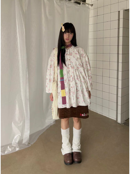 Puppy Print Corduroy Loose Shirt【s0000019083】