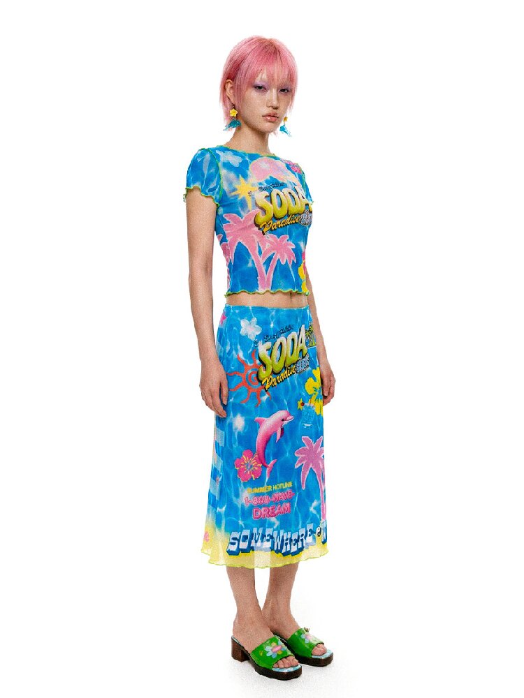 Mesh Short Sleeve Mermaid Dress【s0000017519】