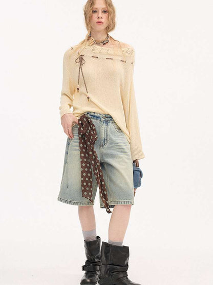 Slanted Strap Smock Knit Sweater【s0000015409】