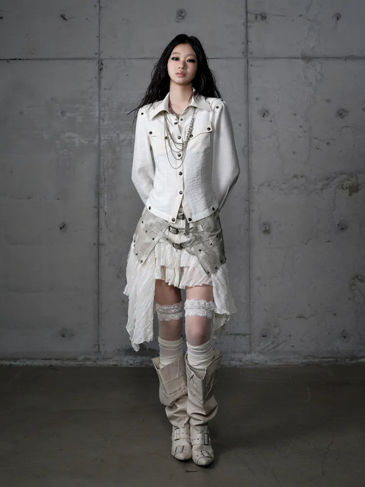 Asymmetrical multi-layer lace skirt【s0000013955】