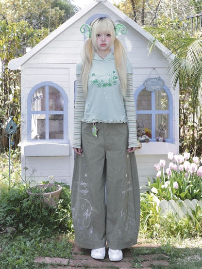 Stars Old Illustration Wide Leg Pants【s0000012202】