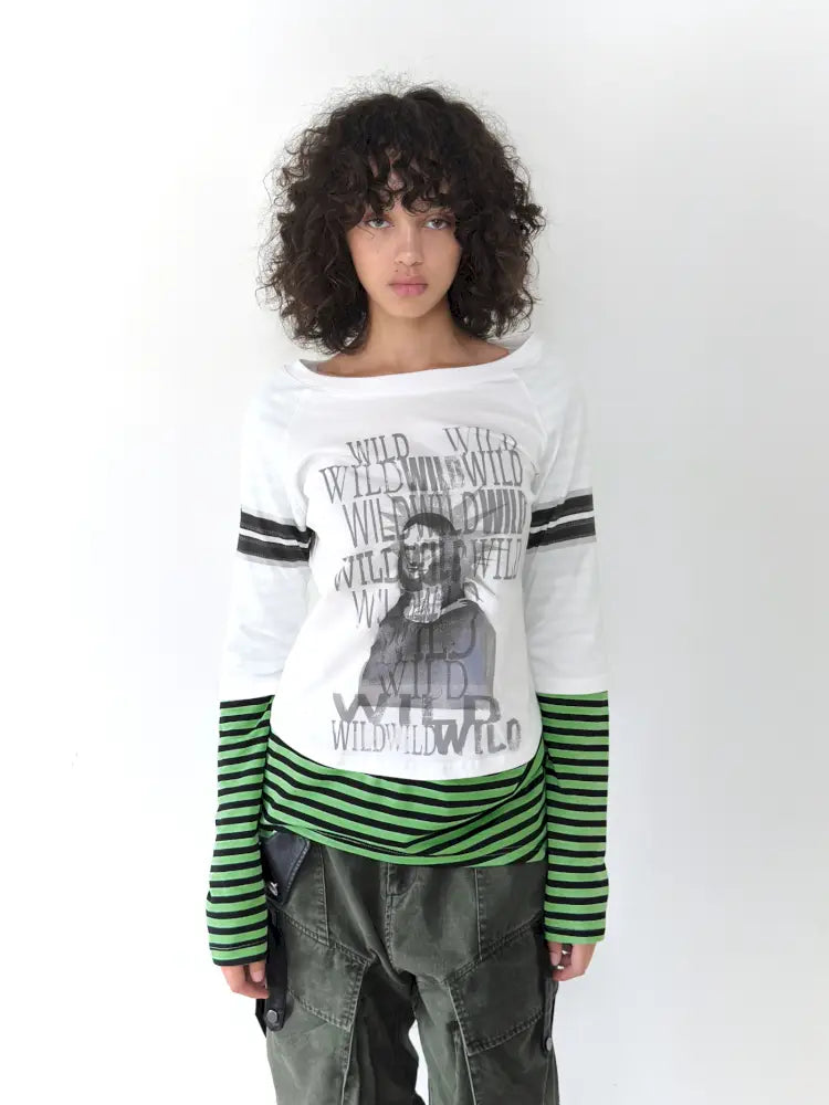 Patchwork Striped Long-Sleeve T-Shirt【s0000014207】