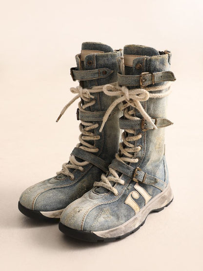 Lace Up Back Zipper Boxing Boots [s0000005989] 