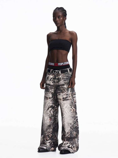 Ombre Zebra Print Rebuilt Jeans【s0000015182】