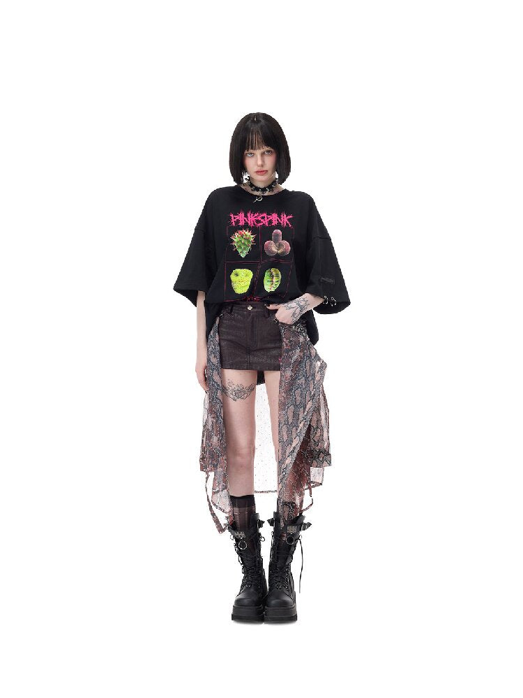 Plant Punk Graphic Loose T-Shirt【s0000017713】