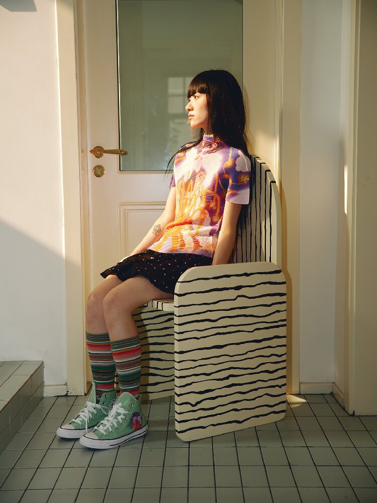 Star Volcano Pleated Stretch Top T-Shirt【s0000018696】