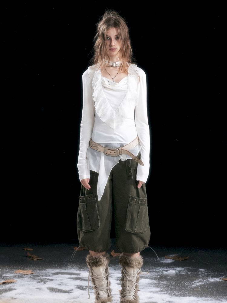 Distressed Pocket Cropped Pants【s0000014428】