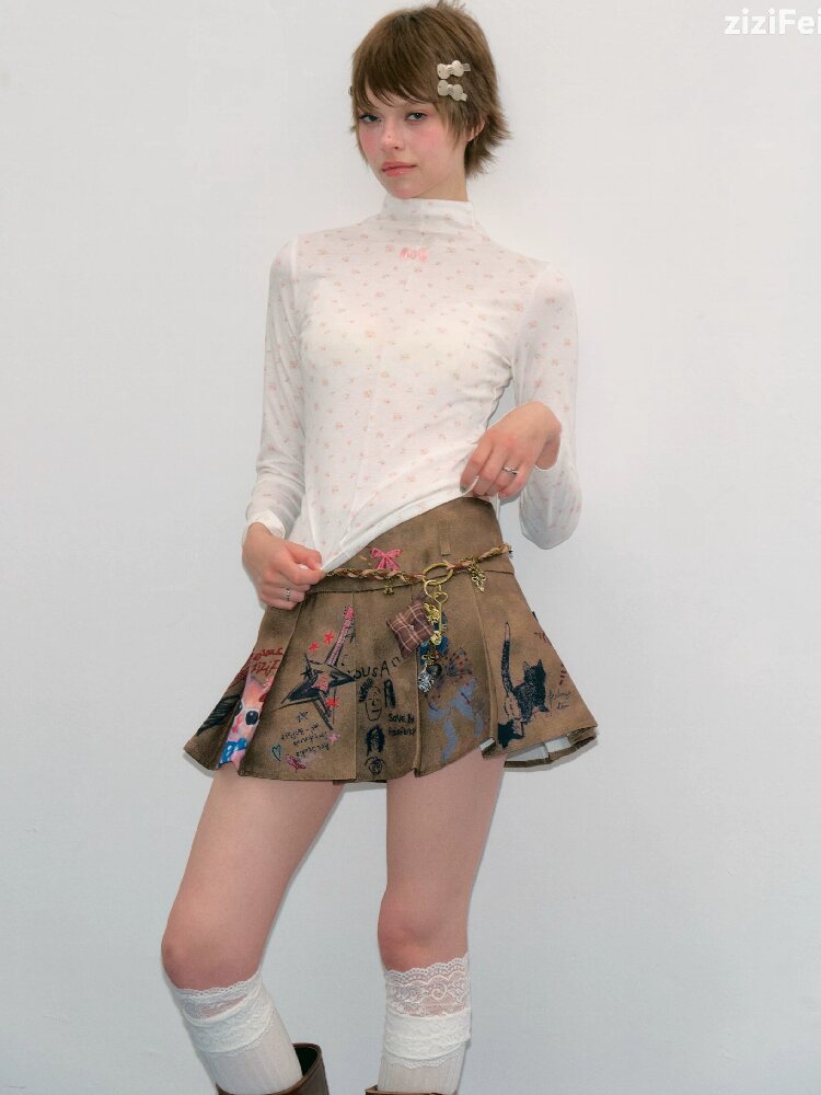 Floral Turtleneck Slim Base Shirt【s0000017876】