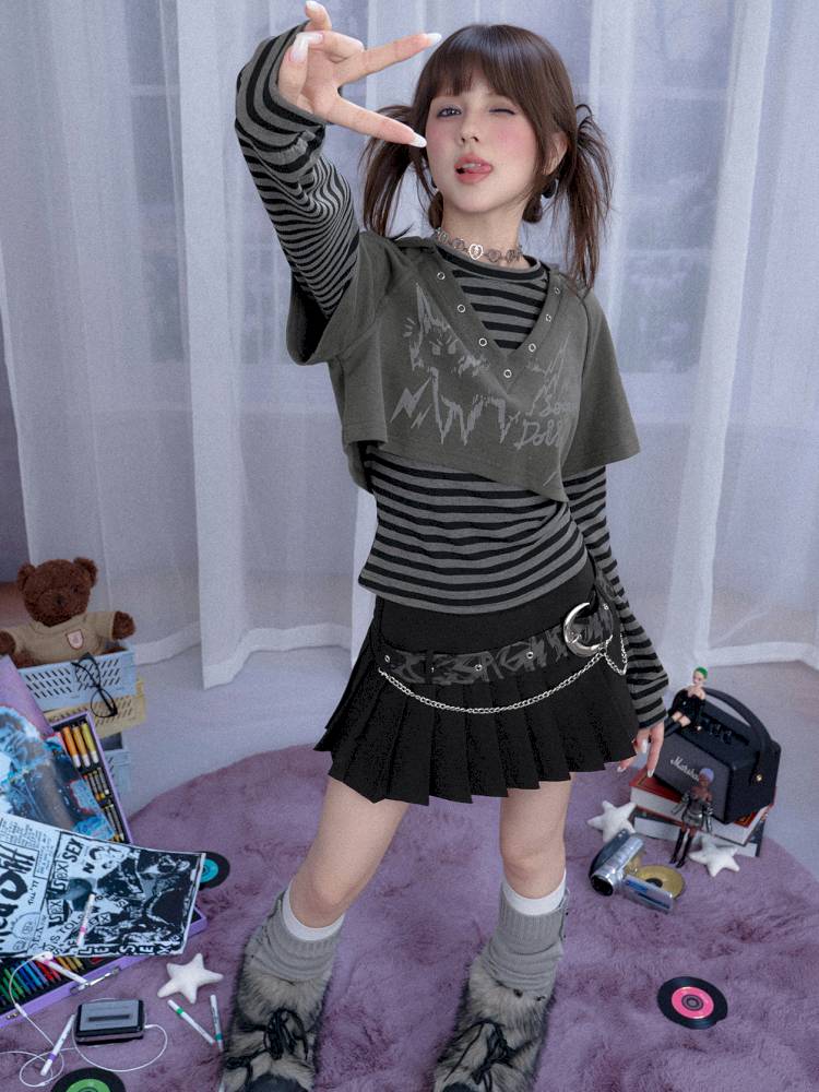 Two-Piece Suit Hooded T-Shirt【s0000014367】