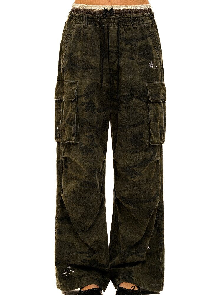 Star Rhinestone Camo Work Pants【s0000017908】