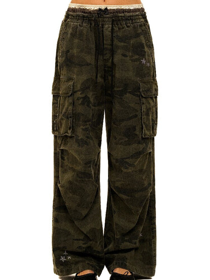 Star Rhinestone Camo Work Pants【s0000017908】