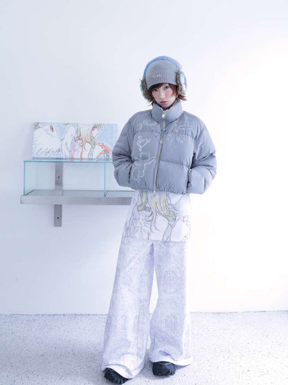 Dreamcore Blue Gray Reversible Padded Jacket【s0000014698】