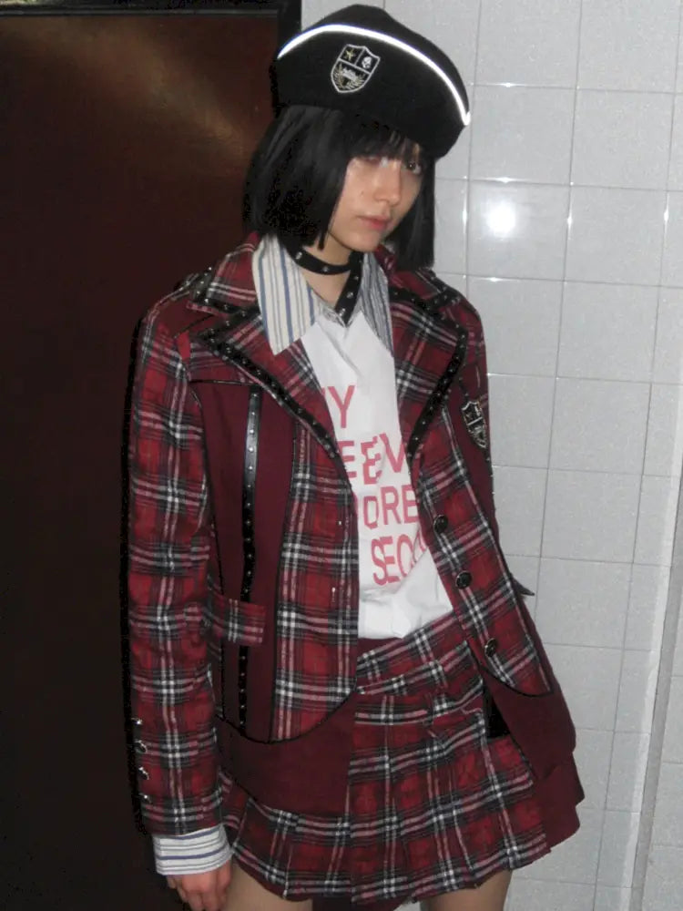 College Style Asymmetric Suit Pleated Skirt【s0000014205】