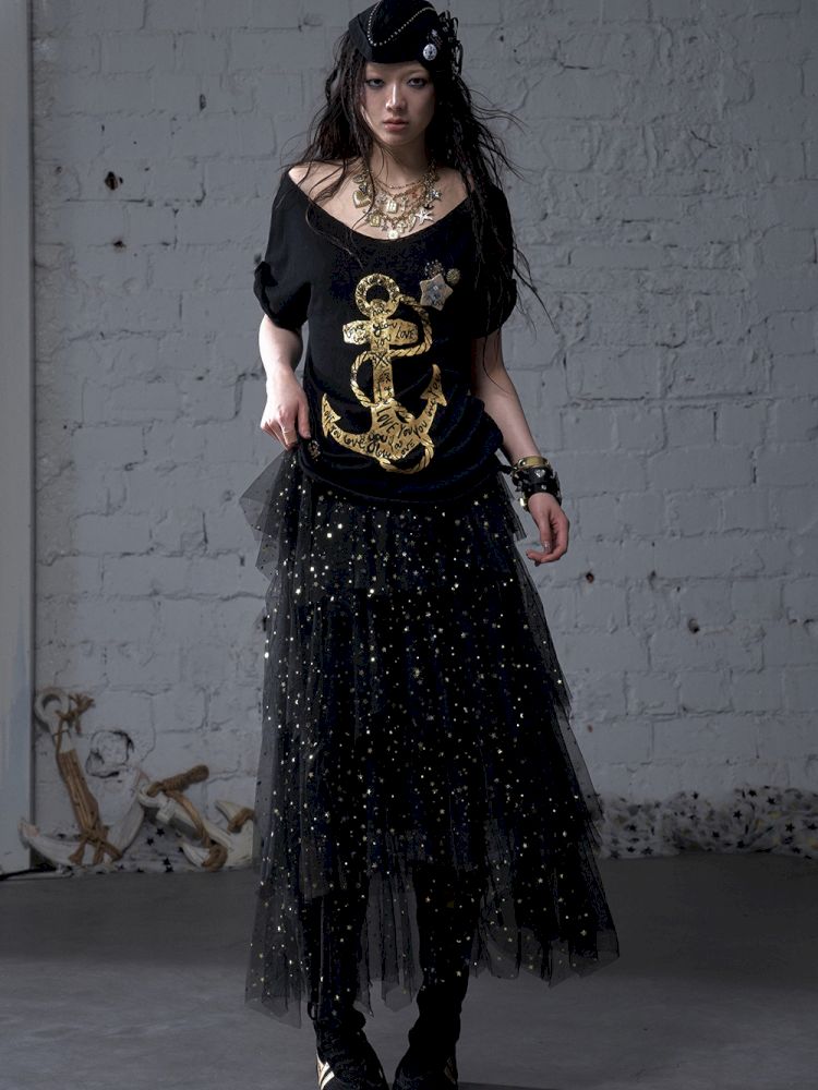 Large neckline loose-fitting T-shirt【s0000012799】