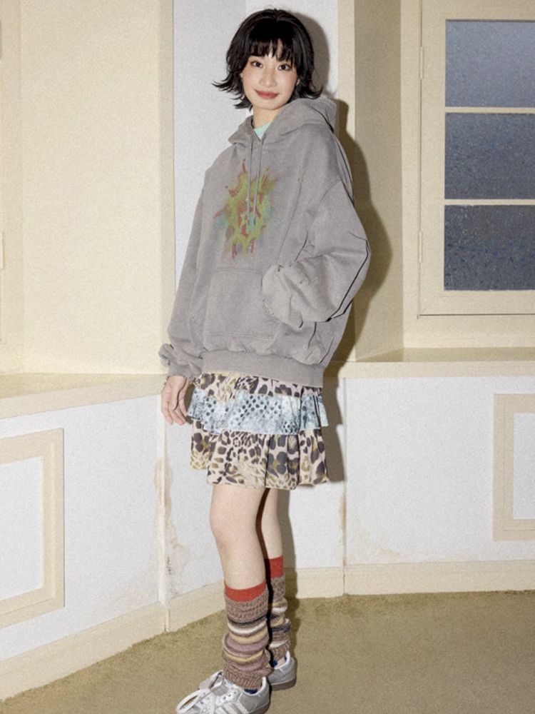 Printed splicing bustier cake skirt【s0000012271】