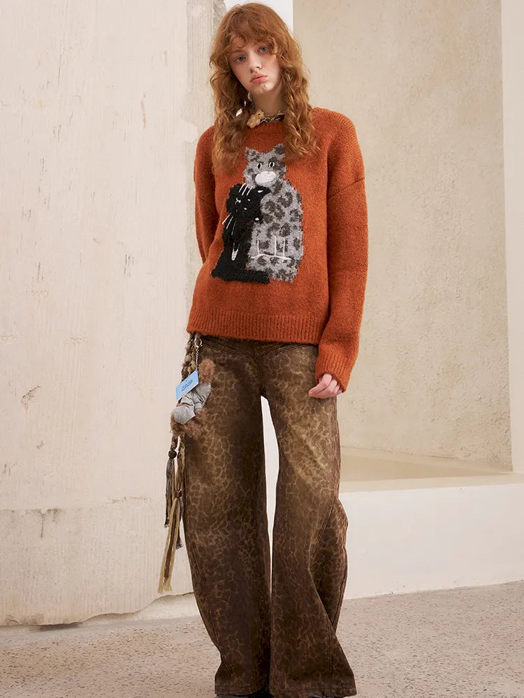 Embroidered Crewneck Pullover Sweater【s0000014082】