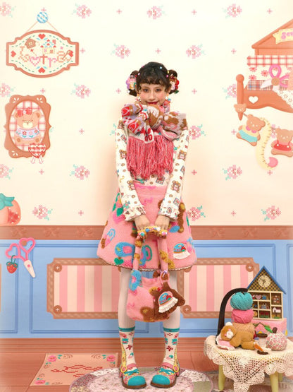 Soft Knit Bunny Fringe Long Scarf【s0000015563】