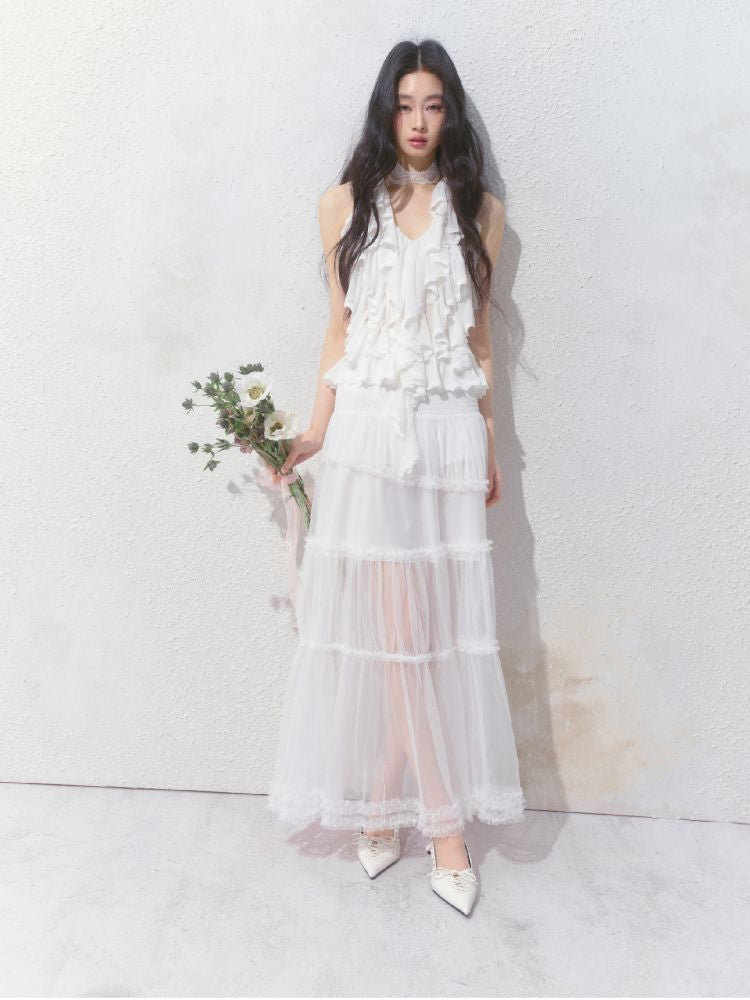 Semi-Sheer Vibe Halter Long Skirt【s0000012158】