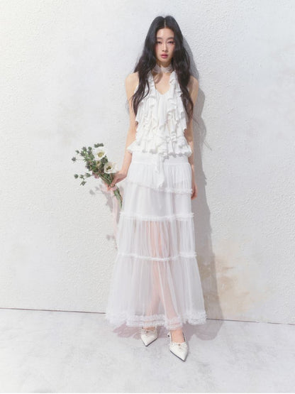 Semi-Sheer Vibe Halter Long Skirt【s0000012158】