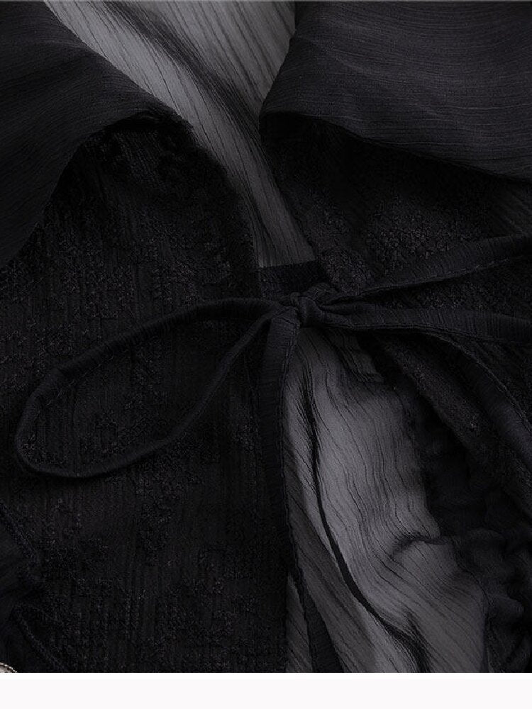 Sheer Chiffon Patchwork Lace Shirt【s0000017500】