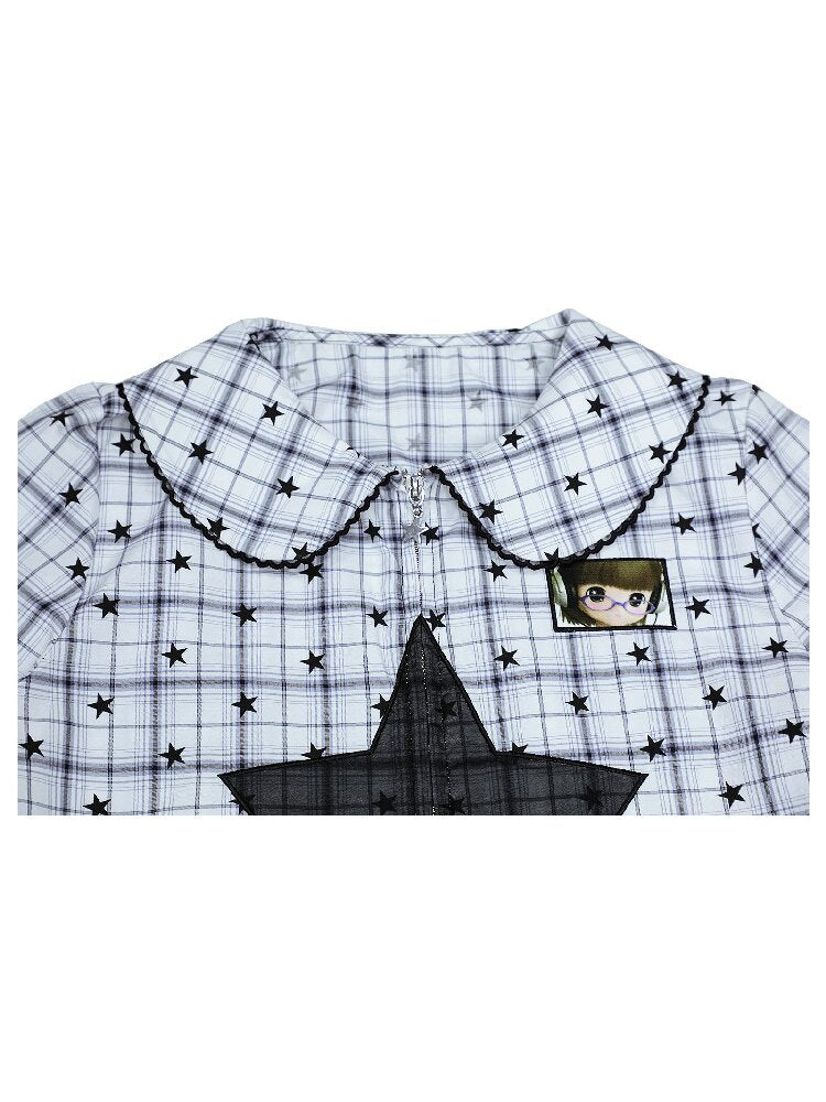 Old-School Zipper Star Pattern Shirt【s0000017127】
