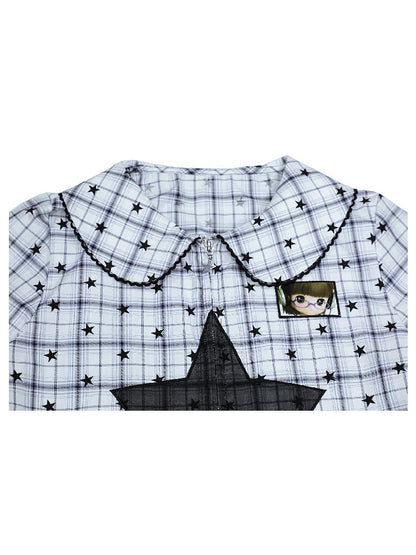 Old-School Zipper Star Pattern Shirt【s0000017127】